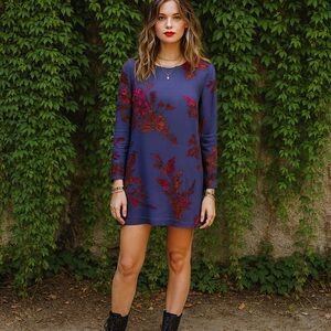 NWT LEITH Satin Trumpet Sleeve Mini Dress, S